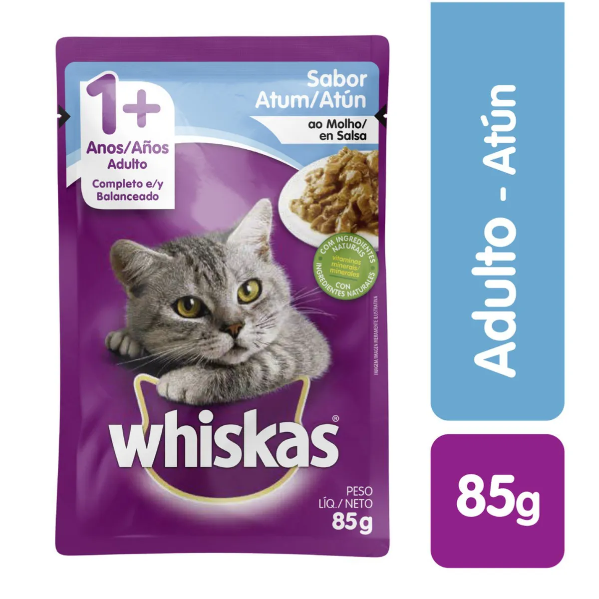 WHISKAS - Alimento Húmedo Gatos Adultos Whiskas Atún Doypack 85 g