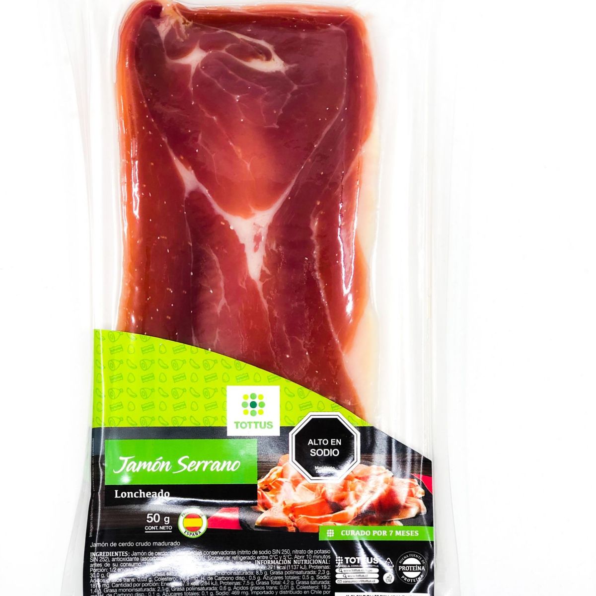 TOTTUS - Jamón Serrano Loncheado Tottus Empaque 50 g