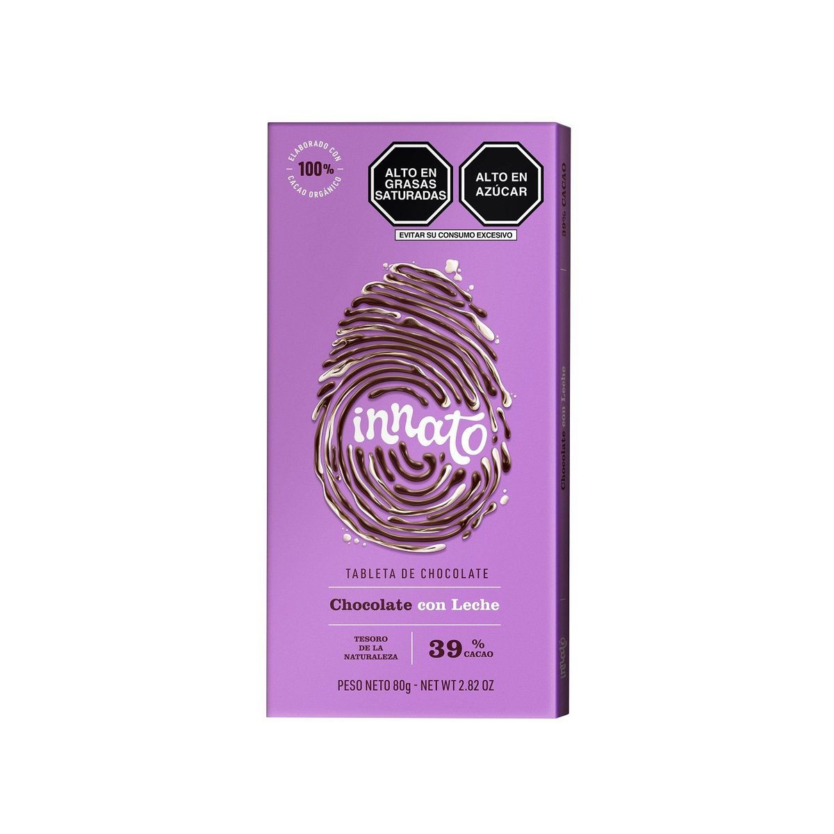 INNATO - Chocolate Tableta Innato con Leche 39 % Cacao Empaque 80 g