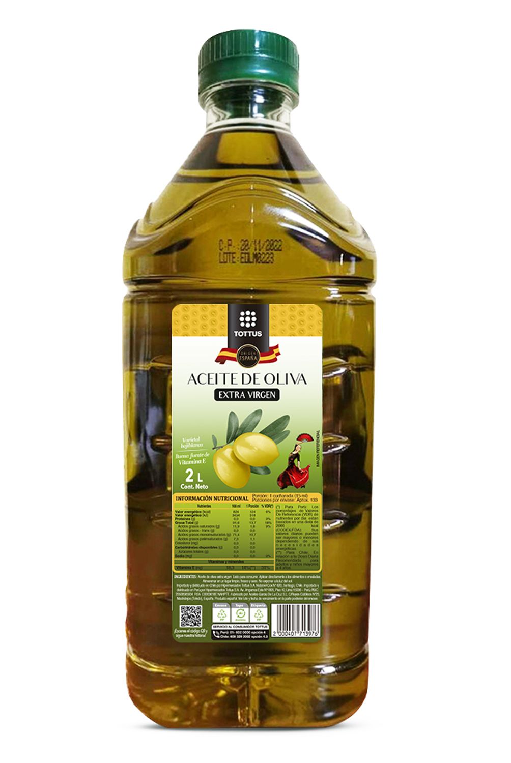 TOTTUS - Aceite de Oliva Tottus Extra Virgen Botella 2 L