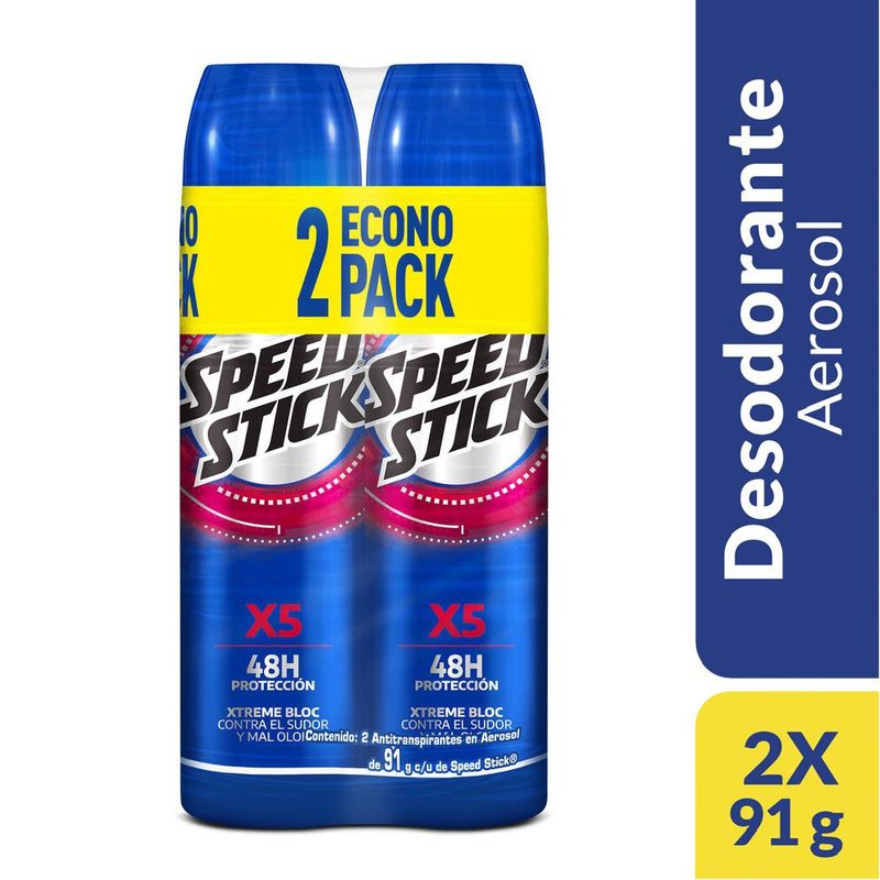 SPEED STICK - Desodorante Speed Stick Aerosol Hombre Xtra Protección Pack 2 Und