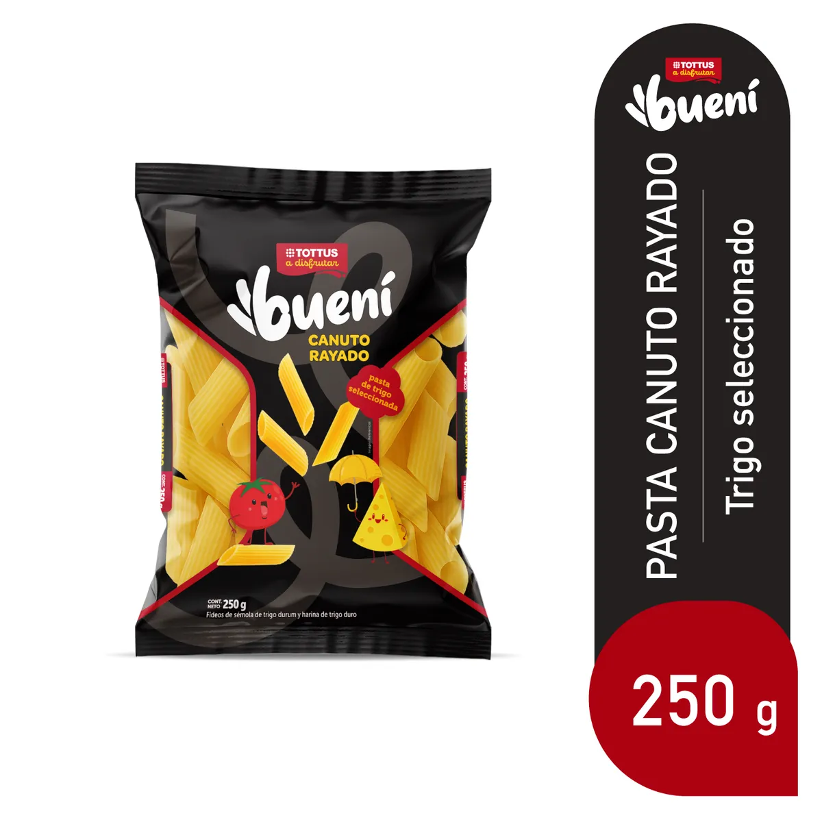 TOTTUS - Fideos Tottus Canuto Rayado Bolsa 250 g