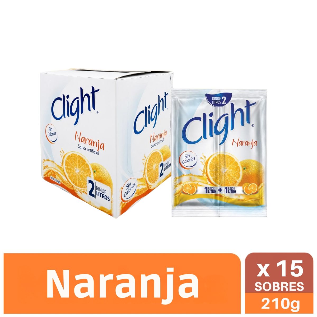 CLIGHT - Bebida en Polvo Clight Naranja Caja 15 Sobres
