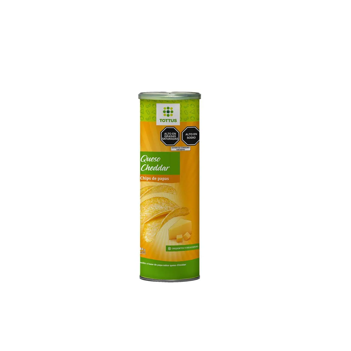 TOTTUS - Chips Papas Tottus Sabor Queso Cheddar Lata 134 g