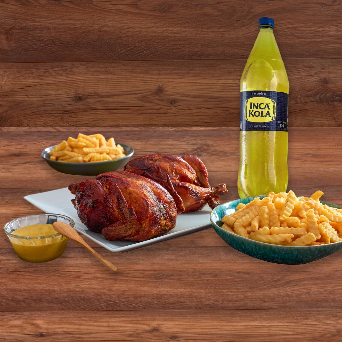 TOTTUS - 2 Pollos Rostizados + 2 Porciones De Papas + Inca Kola Sin Azúcar 1.5 L + 2 Ajíes