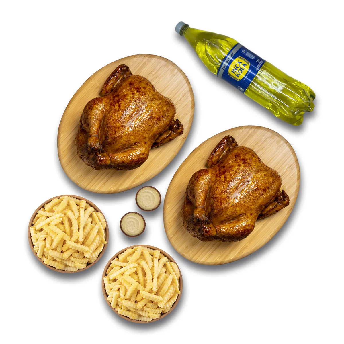 TOTTUS - 2 Pollos Rostizados + 2 Porciones De Papas + Inca Kola Sin Azúcar 1.5 L + 2 Ajíes