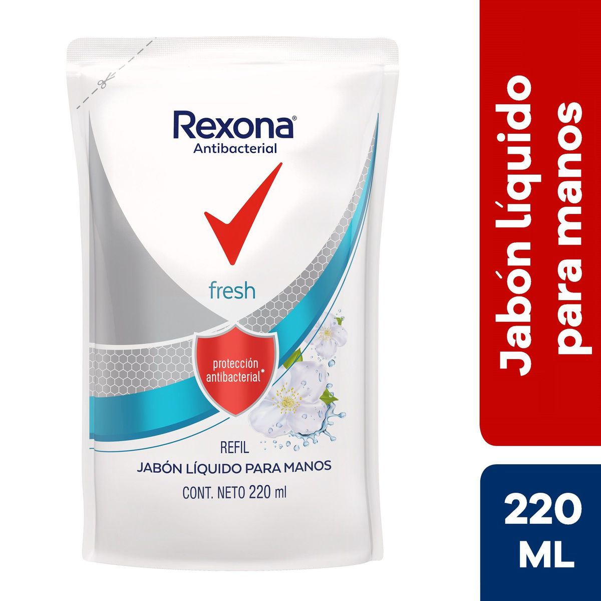 REXONA - Jabón Líquido para Manos Rexona Antibacterial Fresh Doypack 220 mL