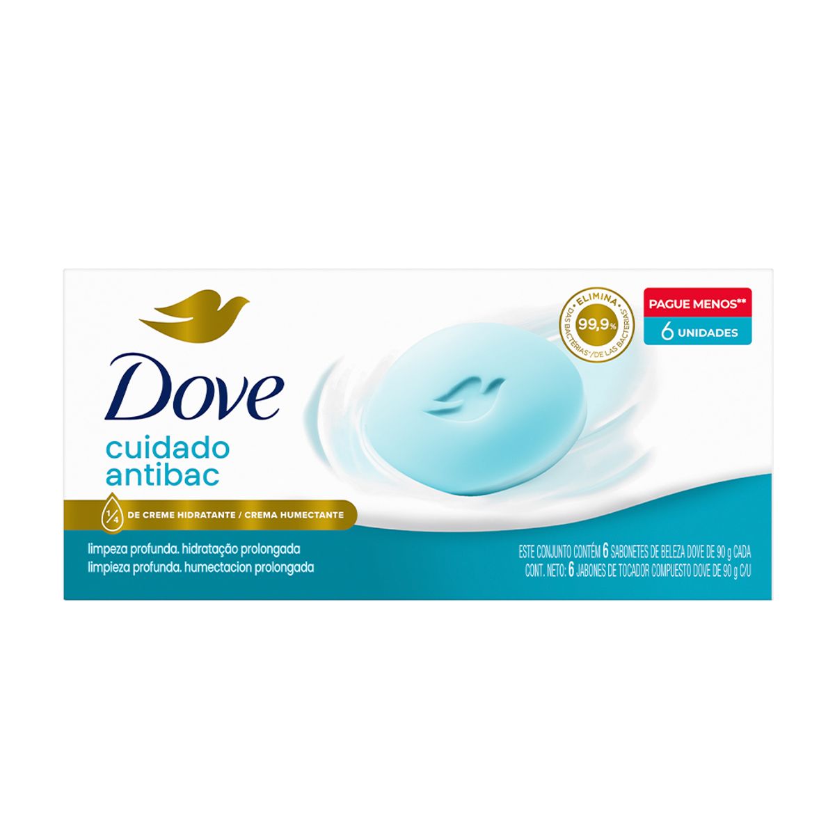 DOVE - Jabón de Tocador Dove Cuida & Protege Antibacterial Empaque 6 Und