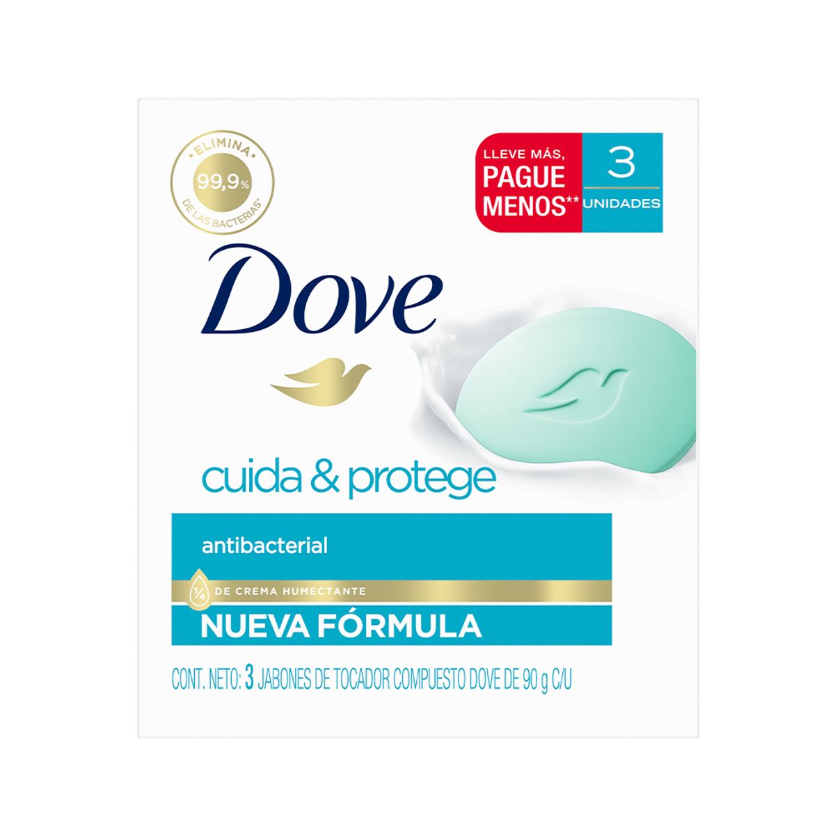 DOVE - Jabón de Tocador Dove Cuida & Protege Antibacterial Empaque 3 Und