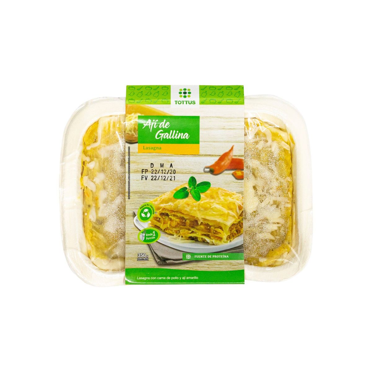 TOTTUS - Lasaña de Ají de Gallina Tottus Empaque 350 g