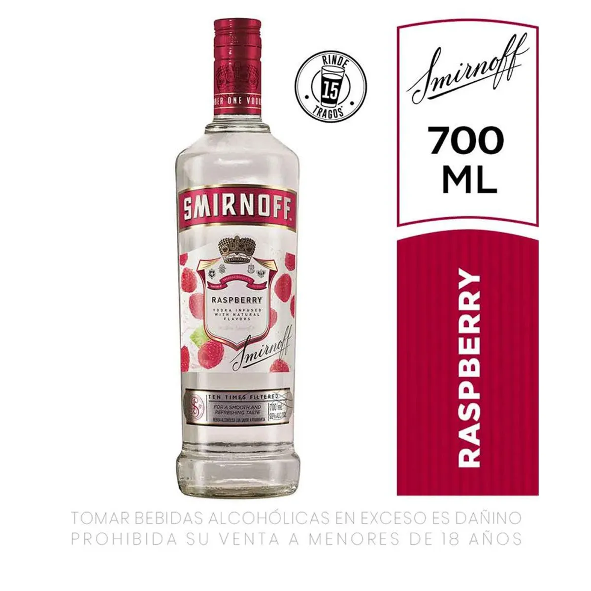 SMIRNOFF - Vodka Smirnoff Raspberry Botella 700 mL