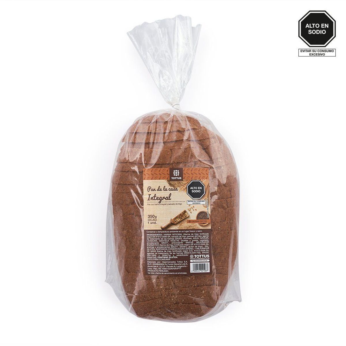 TOTTUS - Pan De La Casa Integal Tottus 350 g