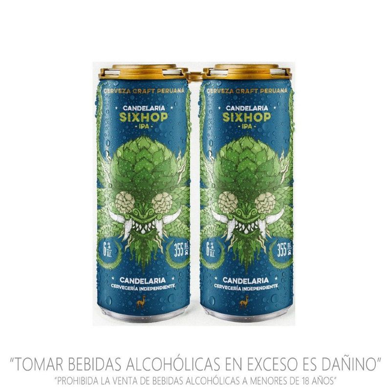 CANDELARIA - Cerveza Candelaria Sixhop Ipa Pack 4 Latas 355 mL