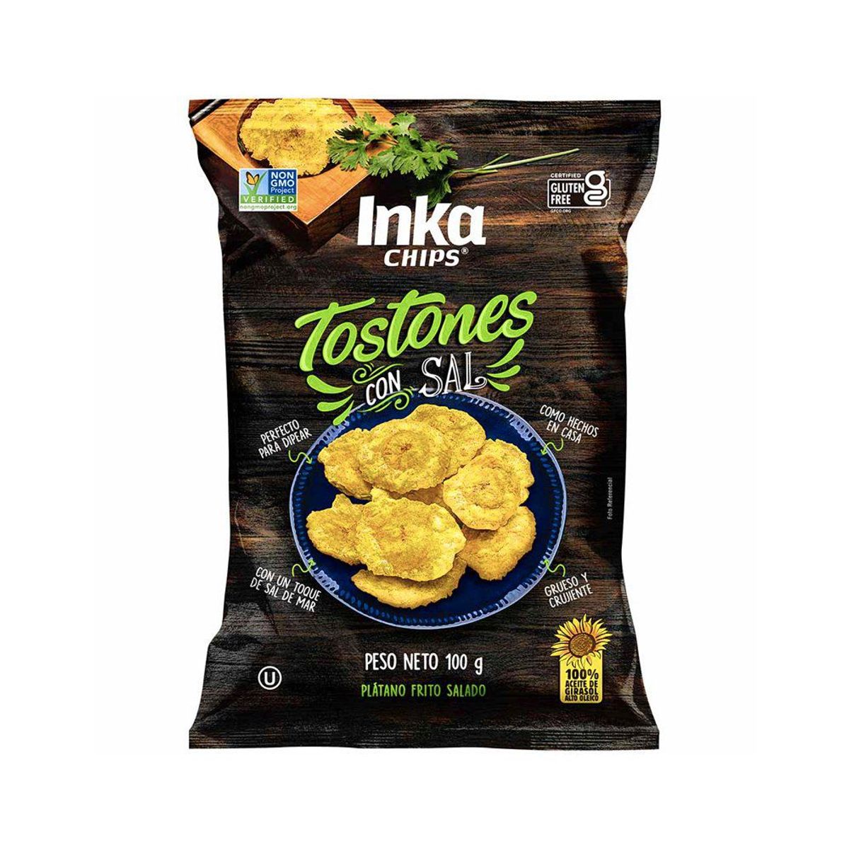 INKA CHIPS - Tostones Inka Chips con Sal Bolsa 100 g