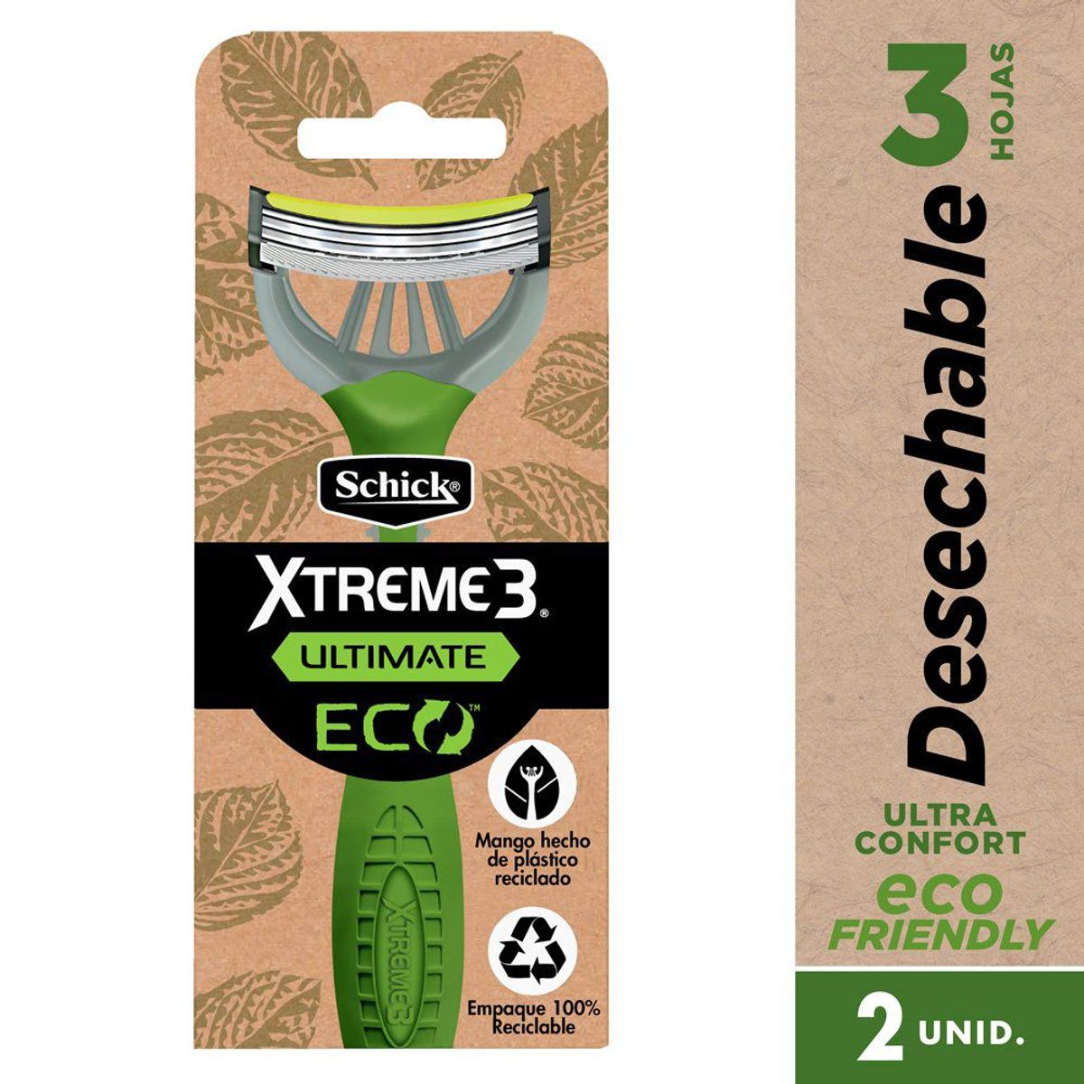 SCHICK - Máquina de Afeitar Schick Xtreme3 Eco Ultimate Empaque 2 Und