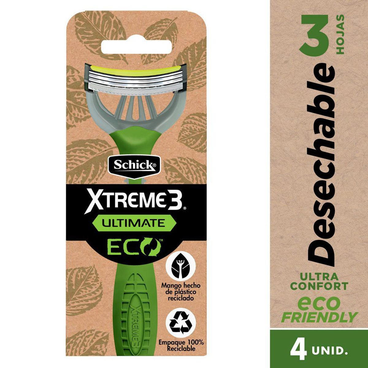 SCHICK - Máquina de Afeitar Schick Xtreme3 Eco Ultimate Empaque 4 Und