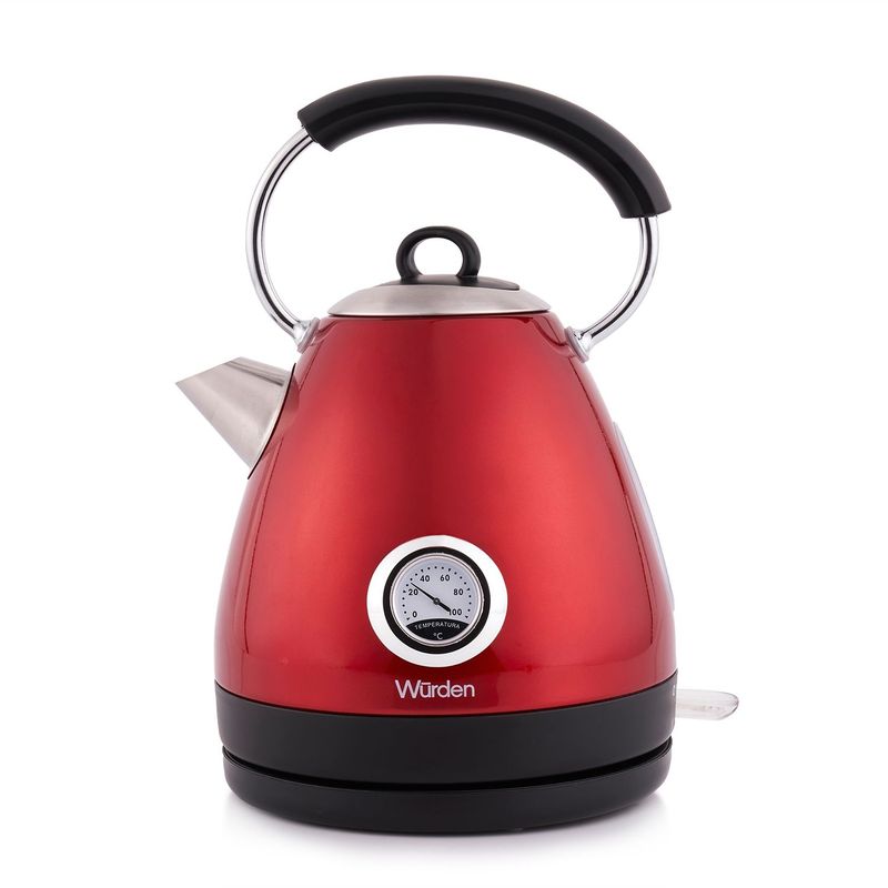 WURDEN - HERVIDOR 1.7LCON TERMOMETRO ACERO ROJO