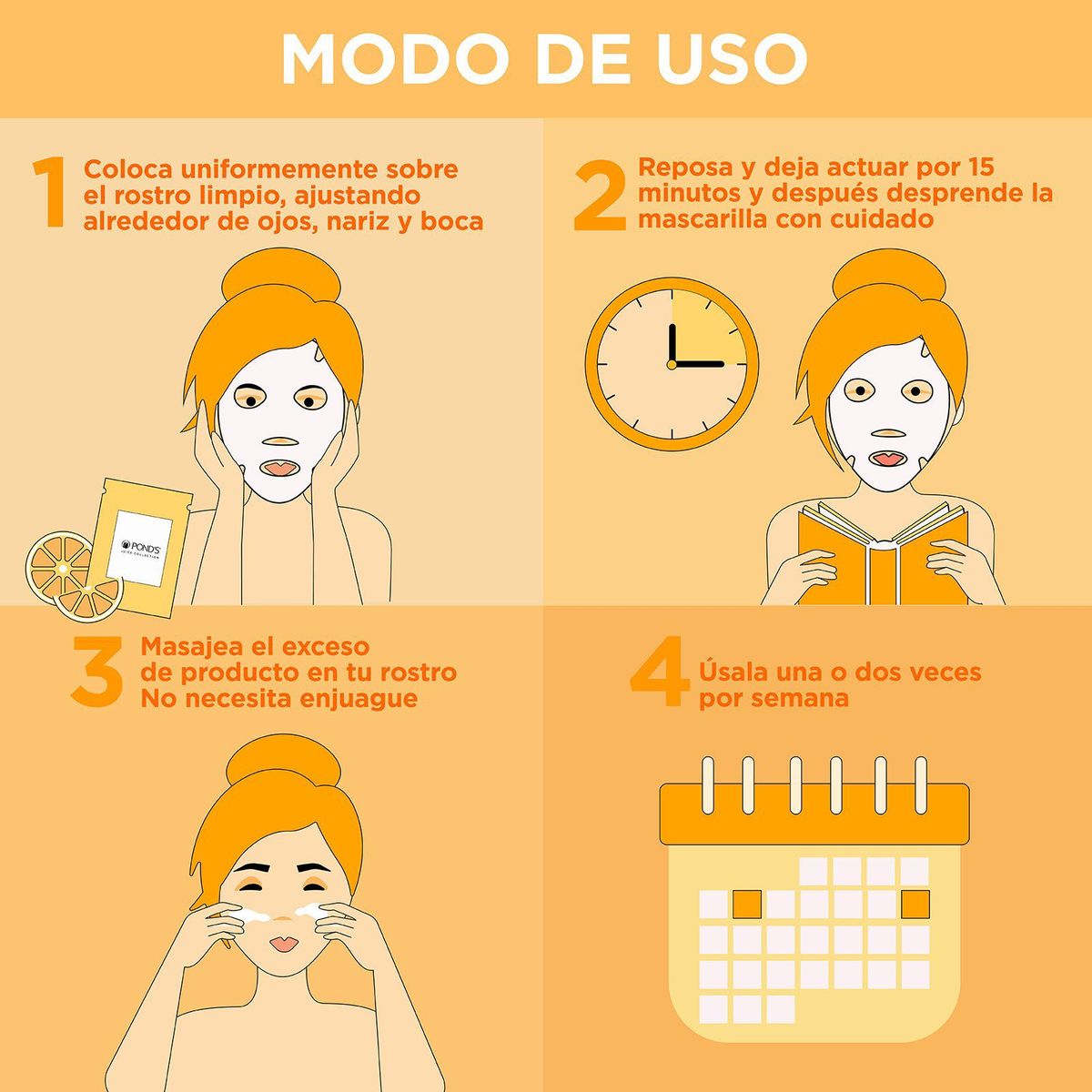 PONDS - Mascarilla en Tela Facial Ponds Fruity Hydra Fresh Naranja