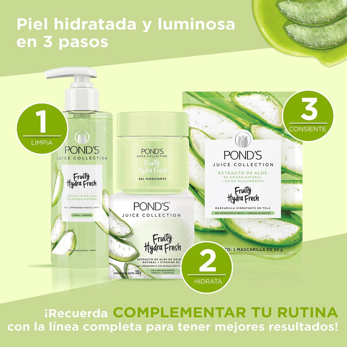 PONDS - Gel Hidratante Ponds Hydra Fruity Fresh Aloe Caja 110 g