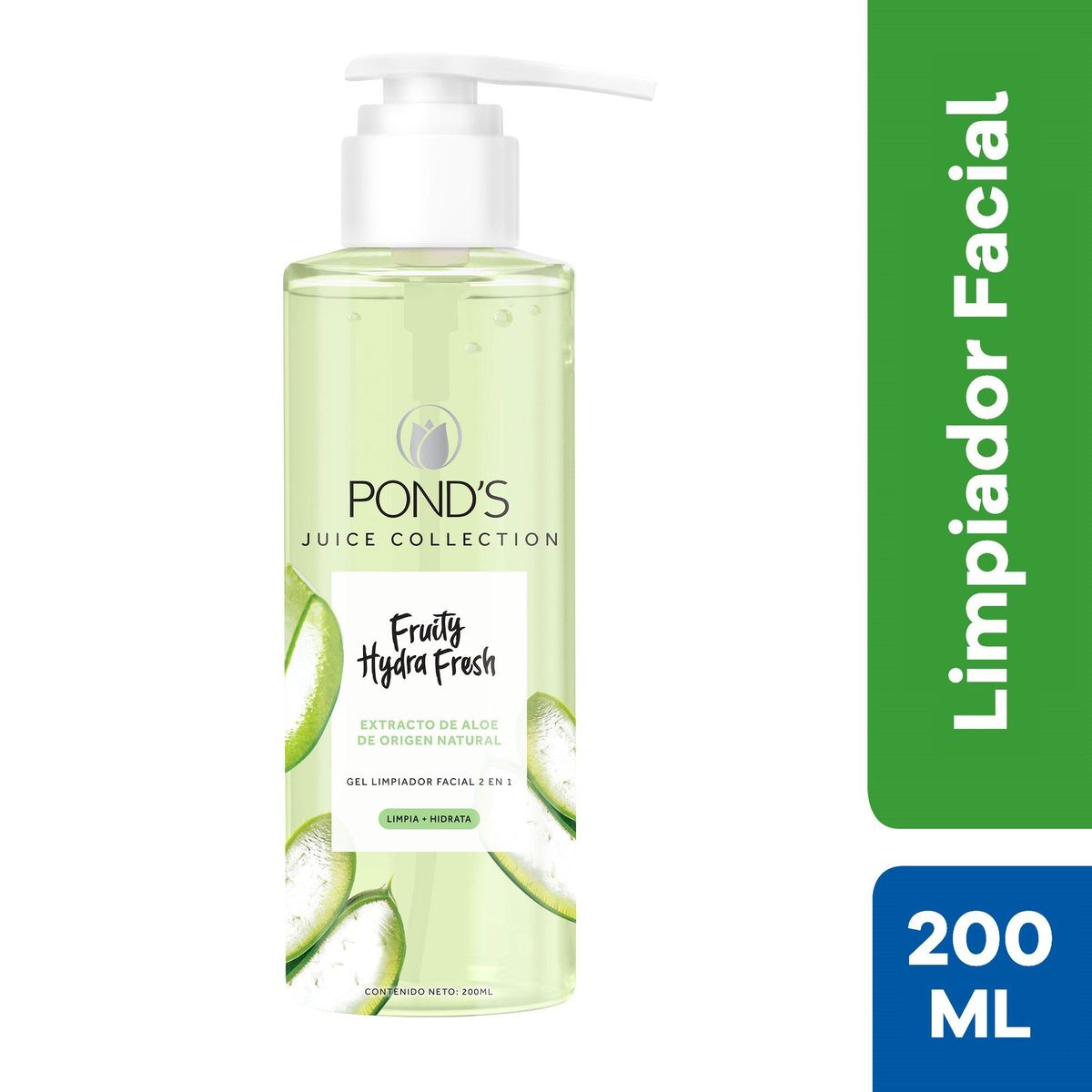 PONDS - Gel Limpiador Facial Fruity Hydra Fresh Aloe Ponds Botella 200 mL