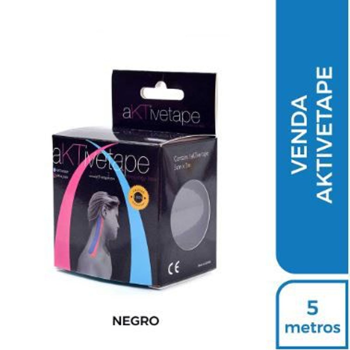 AKTIVE TAPE - Venda Kinesiologa Aktive Tape Color Negro Caja 5m