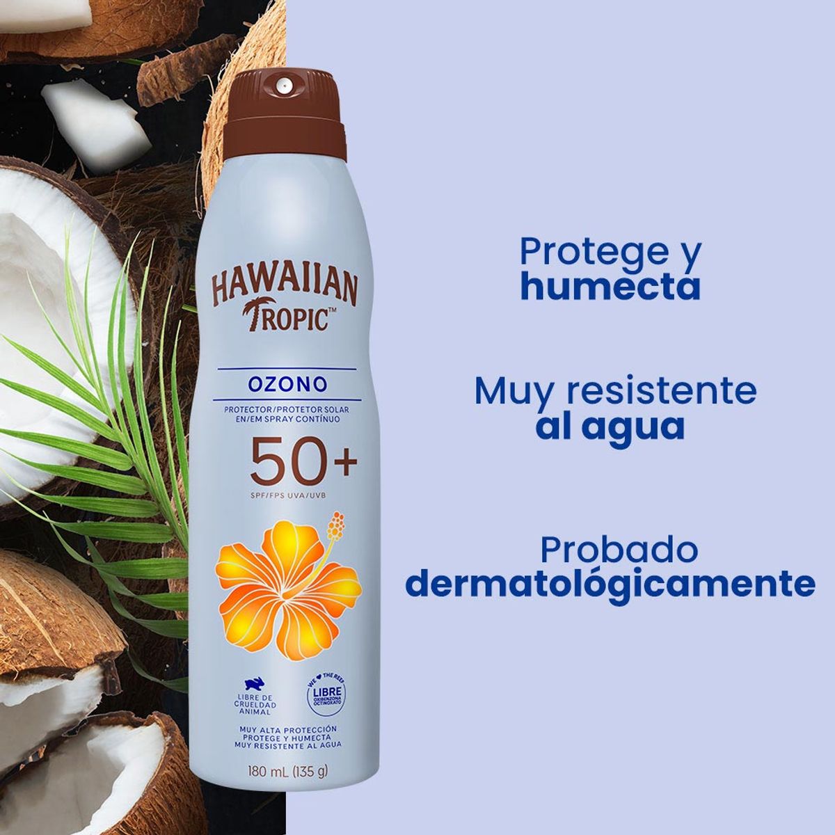 HAWAIIAN TROPIC - Protector Solar Hawaiian Tropic Ozono FPS50+ Envase 180 mL