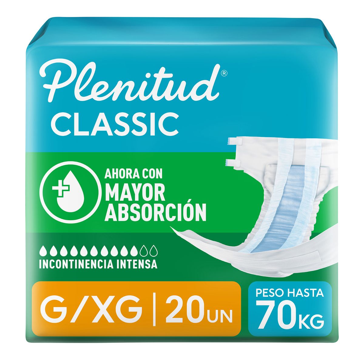 PLENITUD - Pañal para Adulto Plenitud Clásico Talla G Empaque 20 Und