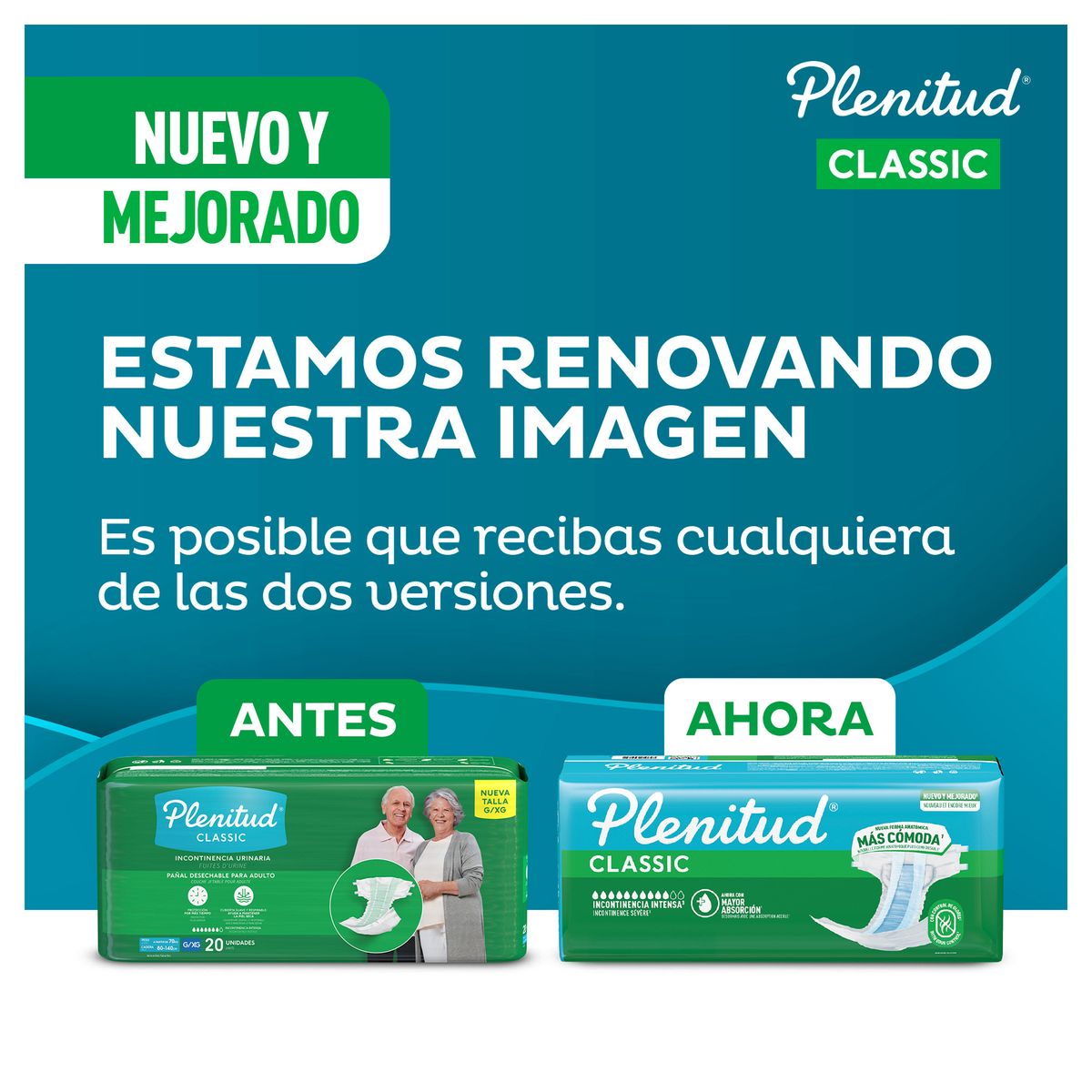 PLENITUD - Pañal para Adulto Plenitud Clásico Talla G Empaque 20 Und
