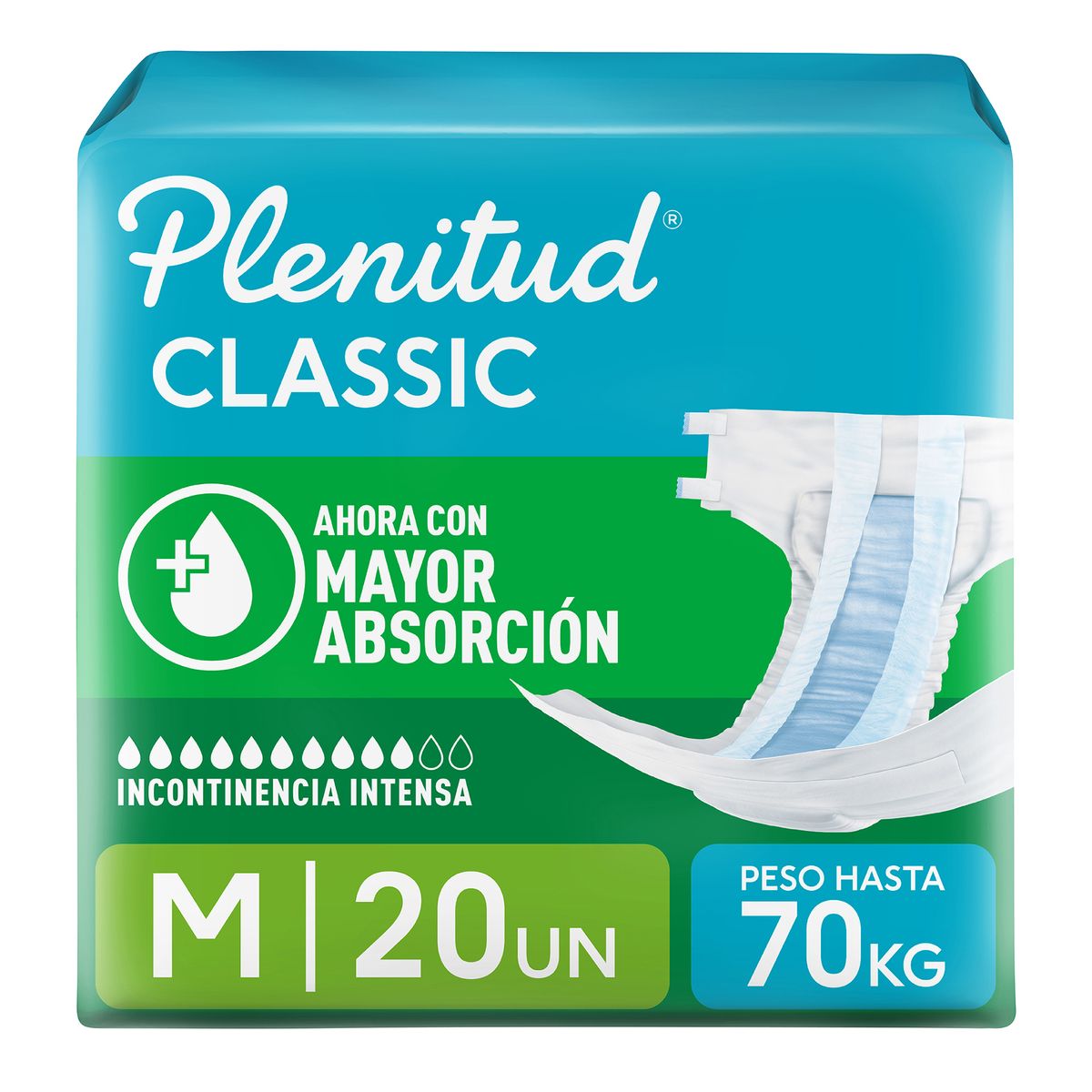 PLENITUD - Pañal para Adulto Plenitud Clásico Talla M Empaque 20 Und