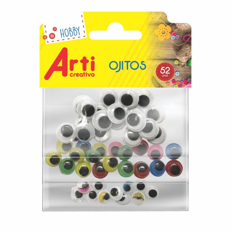 ARTI CREATIVO - Ojitos Adhesivos Arti Creativo Surtidos Bolsa 52 Und
