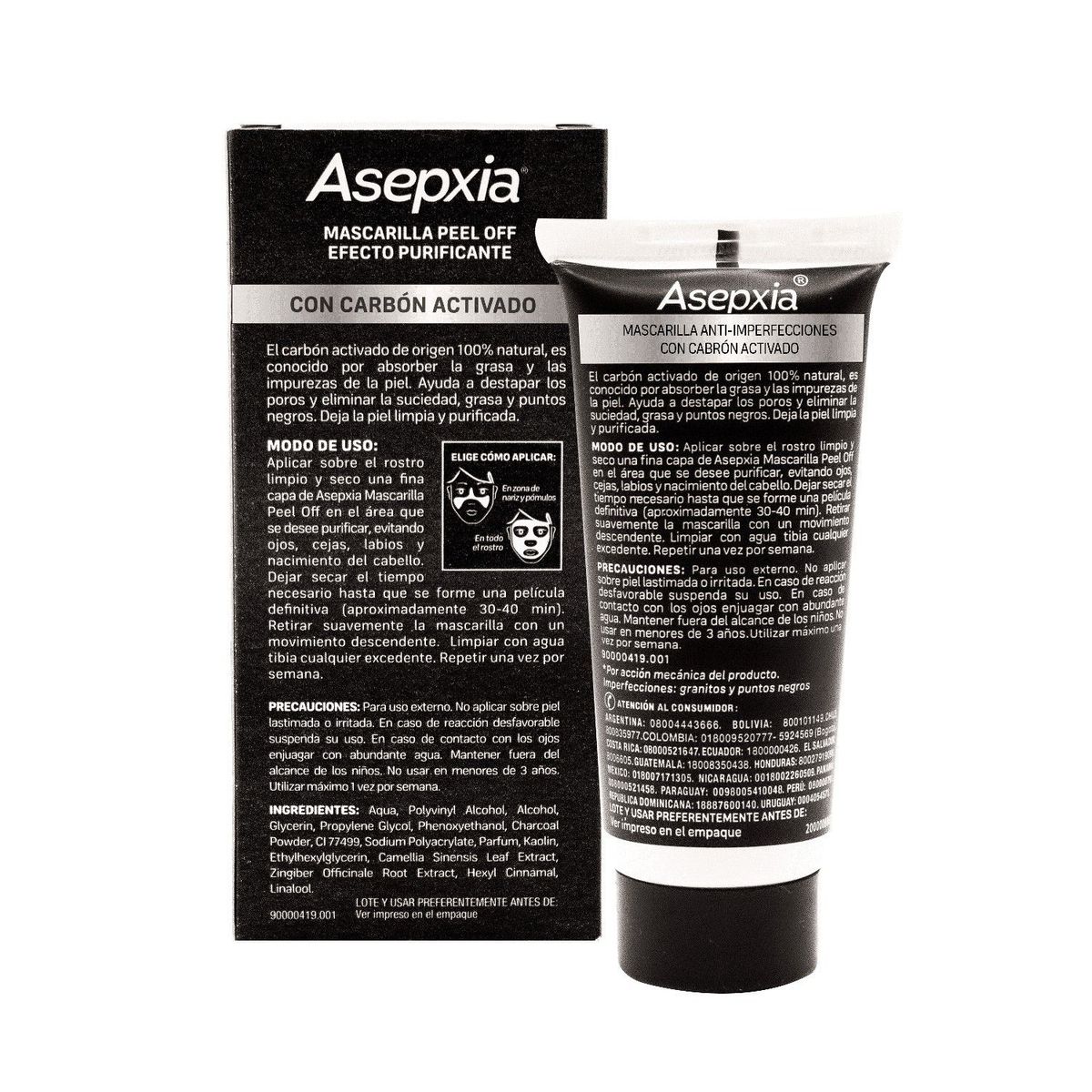 ASEPXIA - Mascarilla Asepxia Peel Off Carbón Detox Envase 30 g