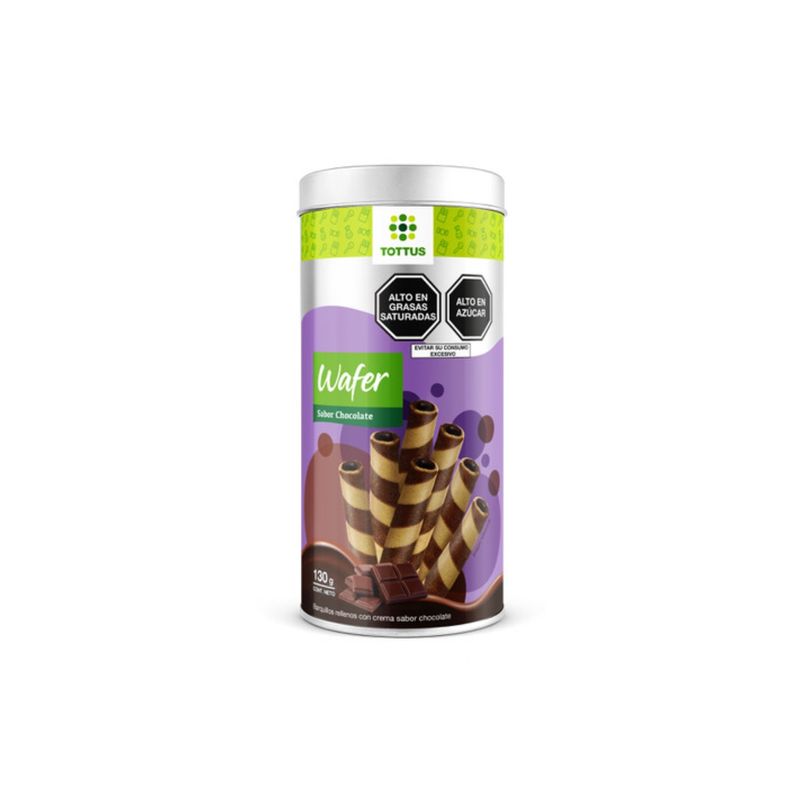 TOTTUS - Barquillo Wafer Roll Tottus Chocolate Lata 130 g