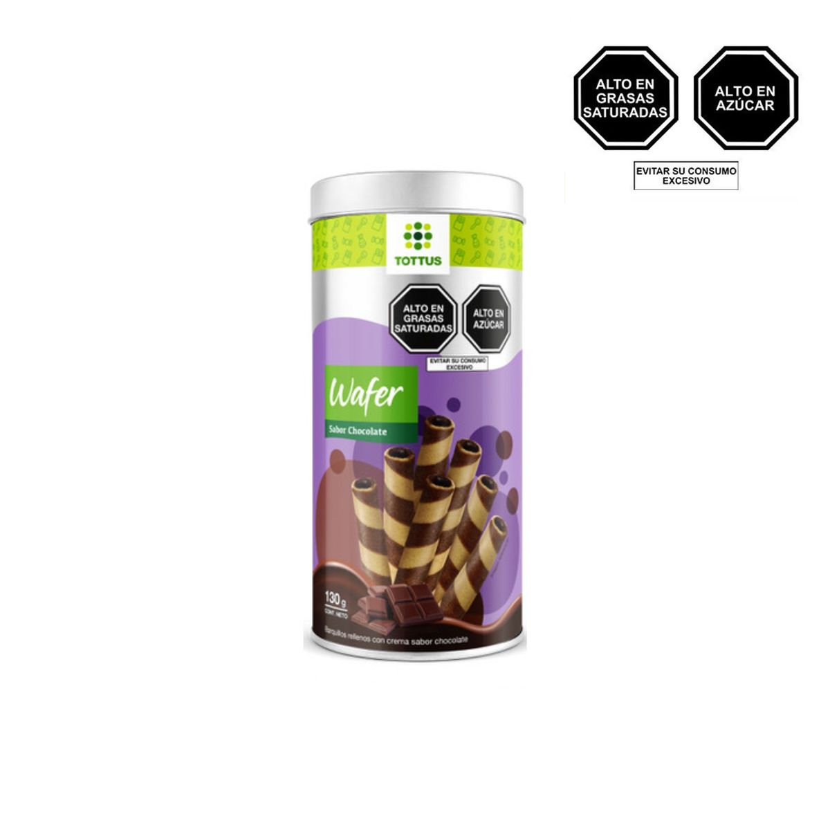 TOTTUS - Barquillo Wafer Roll Tottus Chocolate Lata 130 g