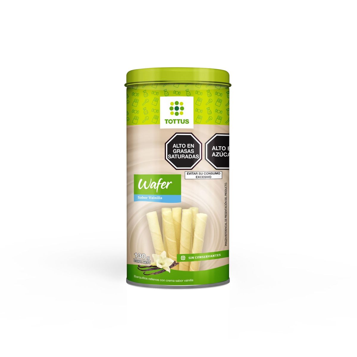 TOTTUS - Wafer Roll Vainilla Tottus 130 g
