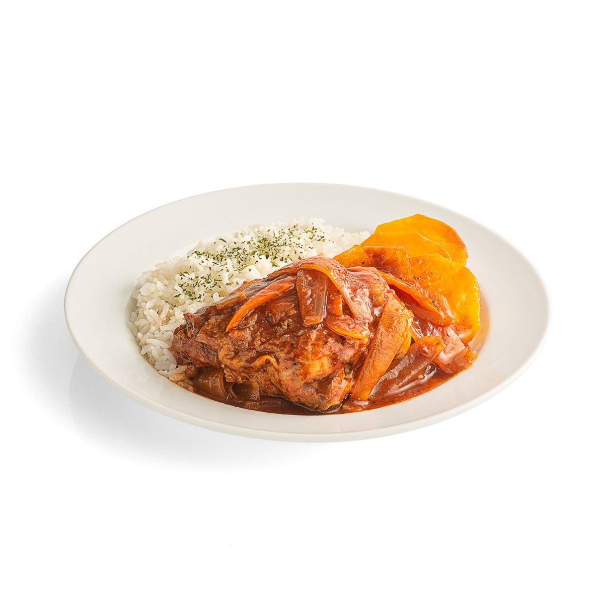 TOTTUS - Pollito Escabechado a la Antigua con Camote Glaseado y Arroz