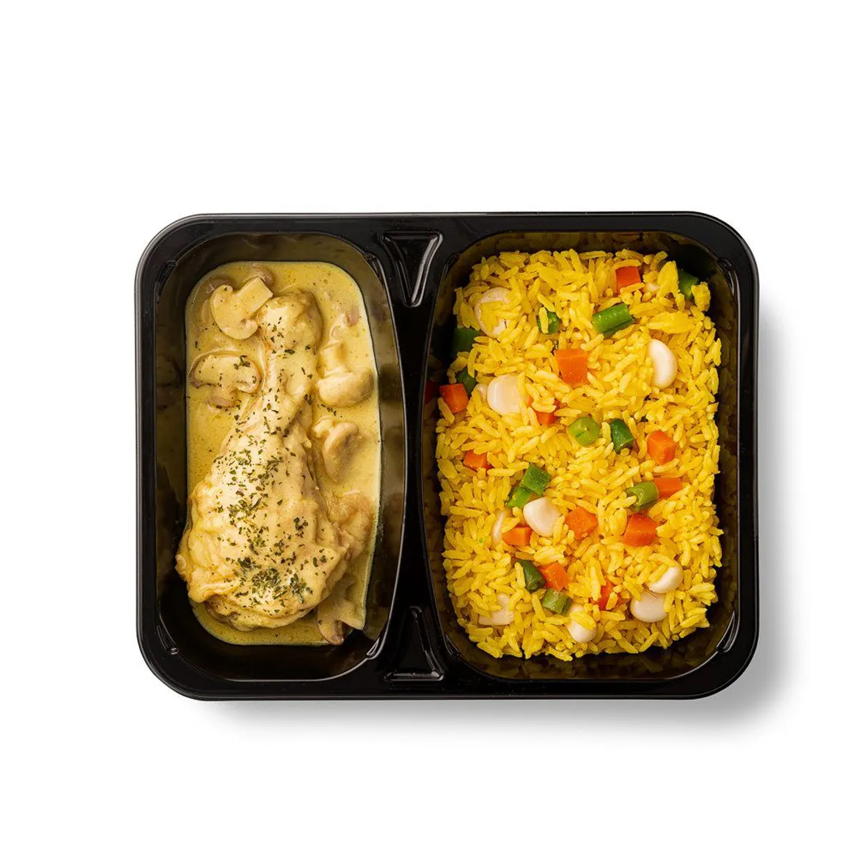 TOTTUS - Pollo En Salsa De Mostaza Con Champiñones Y Arroz A La Jardinera