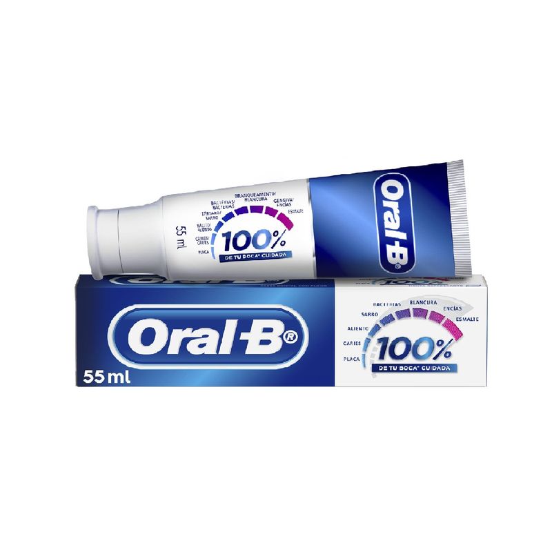 ORAL B - Pasta Dental Oral B 100% Menta Refrescante Con Flúor Envase 55 mL