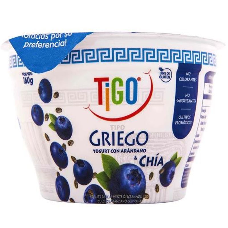 TIGO - Yogurt Griego Arándano con Chia 160 g