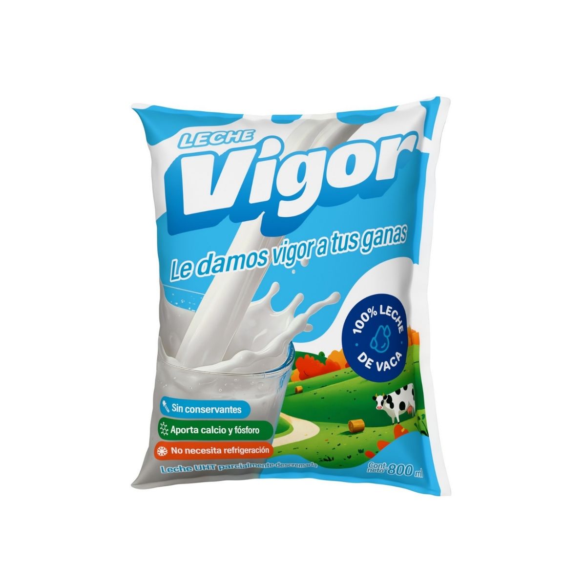 VIGOR - Leche Vigor Semidescremada Bolsa 800 mL