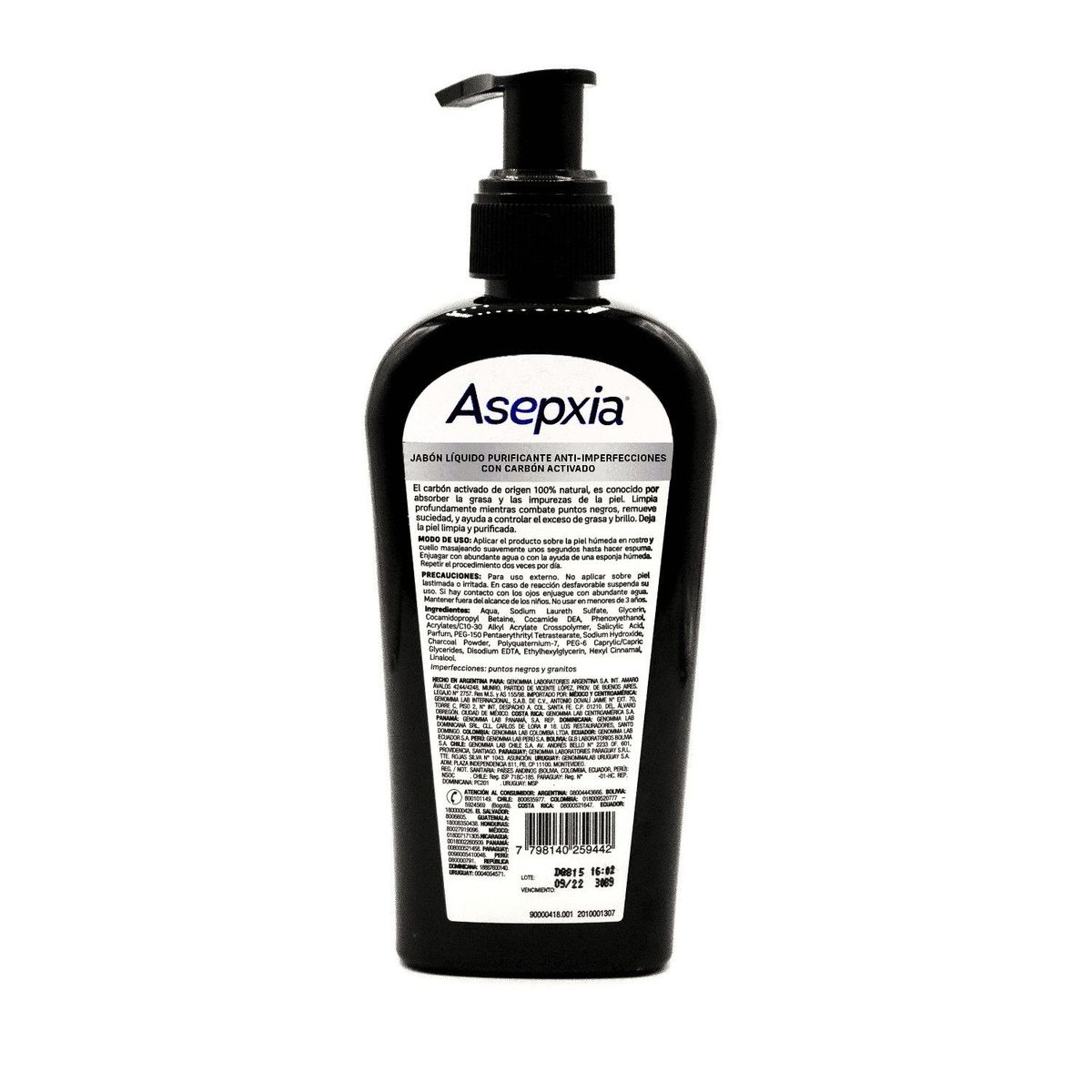 ASEPXIA - Jabón Líquido Carbón Detox Asepxia Envase 200 mL
