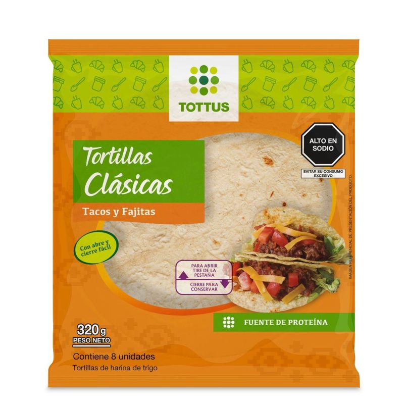 TOTTUS - Tortillas Trigo Tottus 8 Unidades