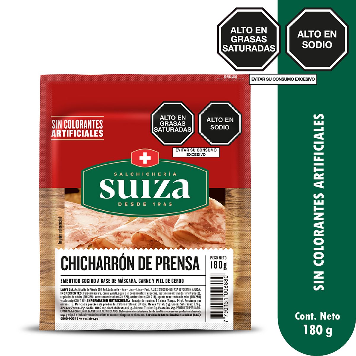 SUIZA - Chicharrón de Prensa Suiza Empaque 180 g