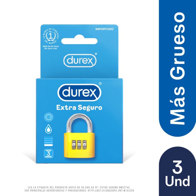 DUREX - Preservativos Durex Extra Seguro Empaque 3 Und
