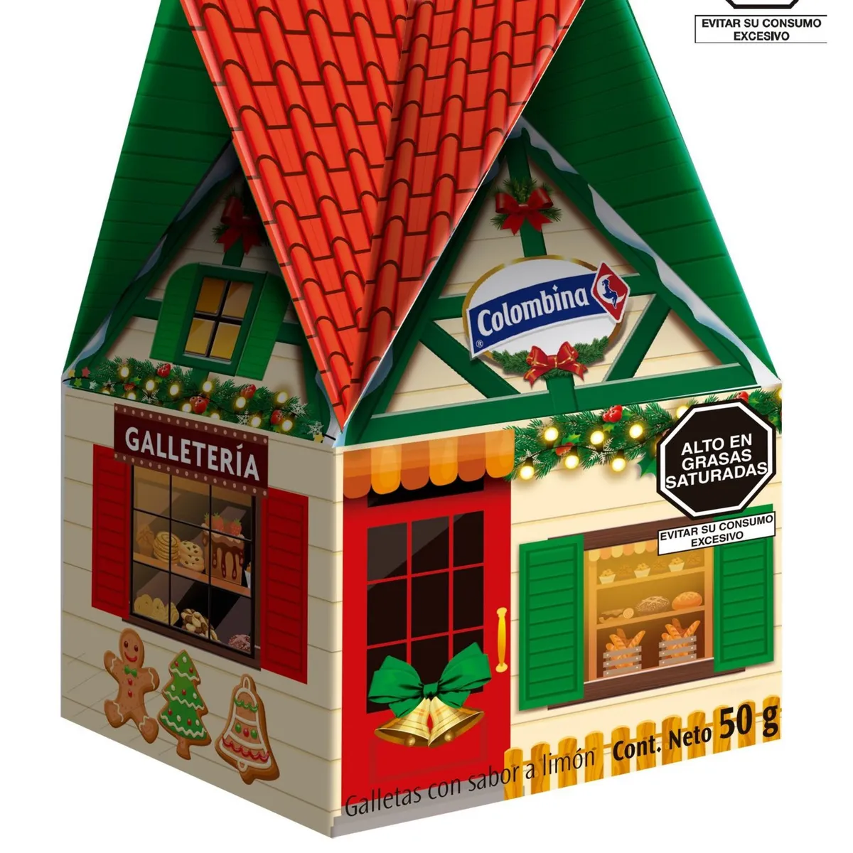 COLOMBINA - Galletas Colombina Casita Navidad Empaque 200 g