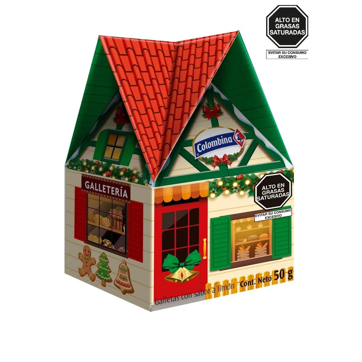 COLOMBINA - Galletas Colombina Casita Navidad Empaque 200 g
