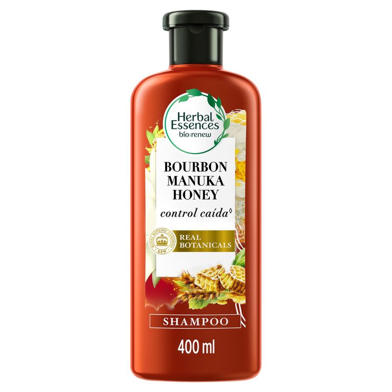 HERBAL ESSENCES - Shampoo Herbal Essences Bio Renew Bourbon Manuka Honey Botella 400 mL