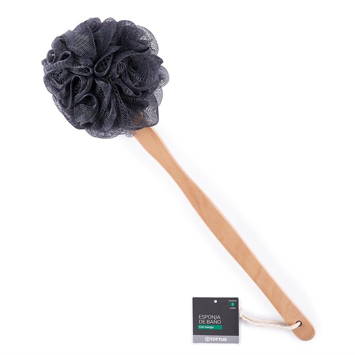 TOTTUS - Esponja de Baño con Mango de Madera Tottus Color Gris