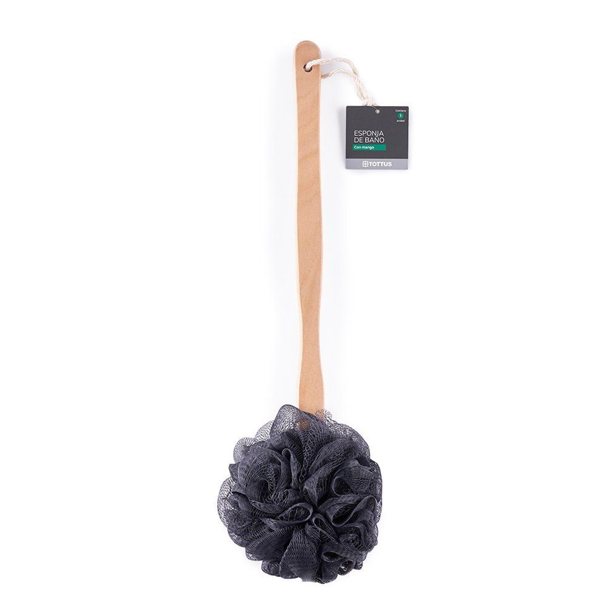 TOTTUS - Esponja de Baño con Mango de Madera Tottus Color Gris