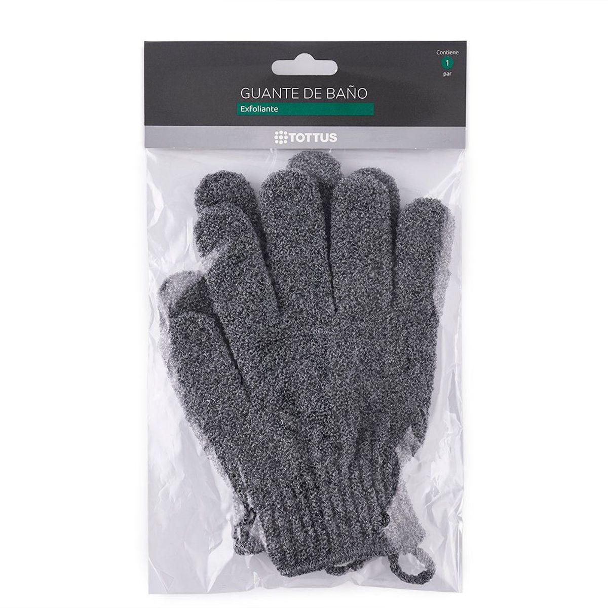 TOTTUS - Guantes de Baño Exfoliante Gris Tottus