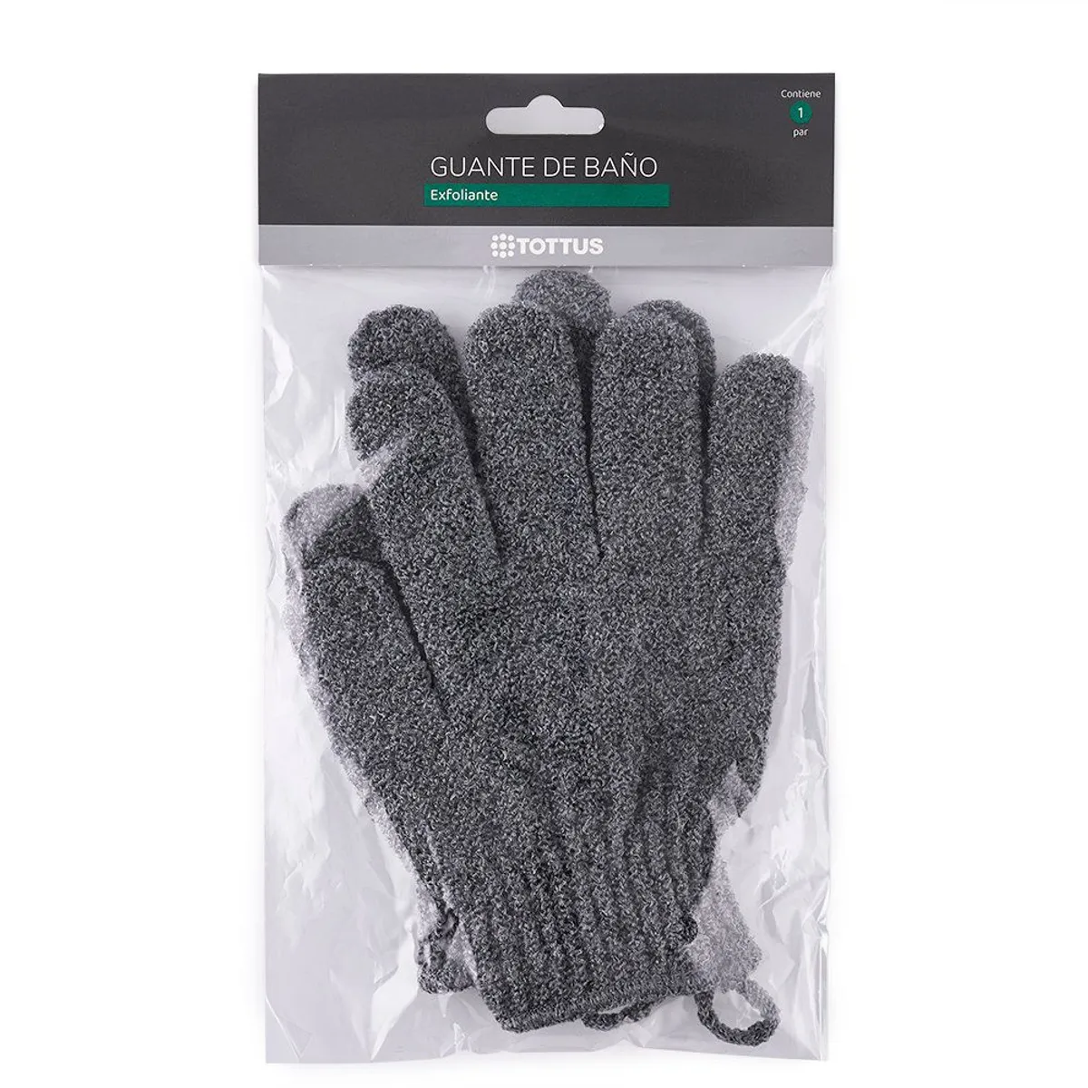 TOTTUS - Guantes de Baño Exfoliante Gris Tottus